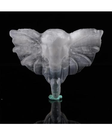 Crystal Rough Crystal 1PC Natural White Selenite Cute Elephant Head Specimen Heraling Crystal Animal Shape Statue Making Stone Carved Gypsum Suitable for Home Office Decoration