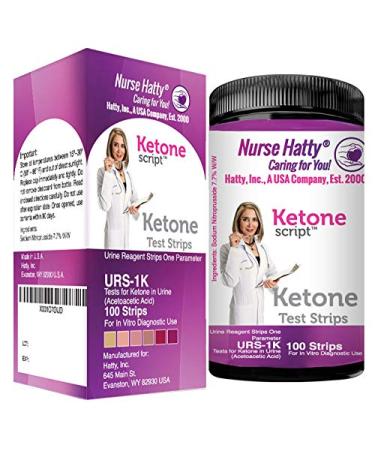Nurse Hatty - Keto Strips  Fresh  USA-Made  High-Performance for Ketogenic Diet (100ct. Reg. Length Ketone Test Strips)