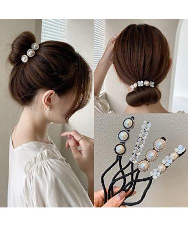 Flower Pearl Hair Bun Maker Set - Lazy Hairstyle Accessories for Women and Girls - Buy Online on GoSupps.com