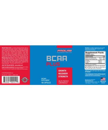 PROLAB BCAA PLUS - Branched Chain Amino Acids Capsules (180 Count) | International Shipping Available - Buy Online on GoSupps.com