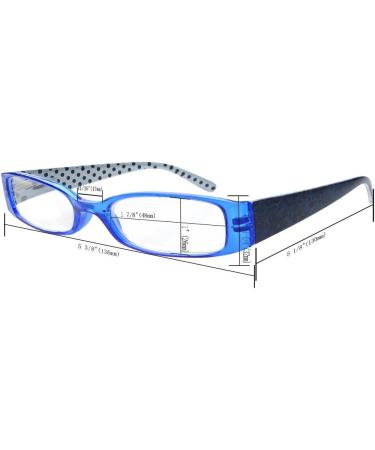 Eyekepper 5-Pack Spring Hinges Polka Dots Reading Glasses for Women - Blue +1.25 - Stylish & Comfortable Readers - Buy Online on GoSupps.com