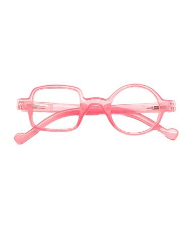 GEMSeven Retro Leopard Irregular Frame Square Round Reading Glasses For Elderly Pink +1.5