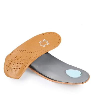 Orthotic Insoles Arch Support 3/4 Plantar Fasciitis Inserts with Metatarsal Pad Heel Cushion Ultra Light Thin Leather for Flat feet Semi-Rigid Foot Arch Walking (US Women 6.5-7.5 EU 37-38)