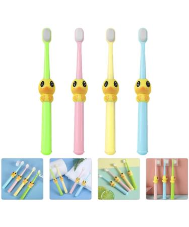 4-Piece Cartoon Children's Toothbrush Set - Sensitive Micro Bristles for Kids & Adults | Duck Design for Gentle Oral Care - Buy Online on GoSupps.com