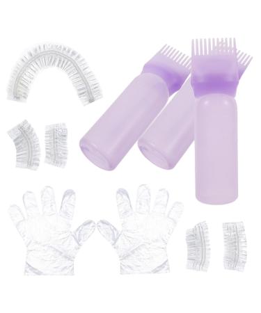 minkissy 1 Set Bleach Hair Kit Hair Oil Applicator Hair Bleach Hair Oil Bottle Hair Coloring Kit Hair Dye Kit Hair Dye Gloves Hair Dye Accessories Plastic Purple Shower Cap Portable 6.9x4.8cm Purple