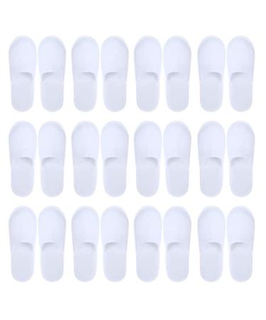 QUMocky 12 Pairs Disposable Spa Slippers Closed Toe Spa SlippersHotel Slippers Bathroom Slippers White Spa Hotel Guest House Slippers for Spa Party Guest and Travel for Women and Men
