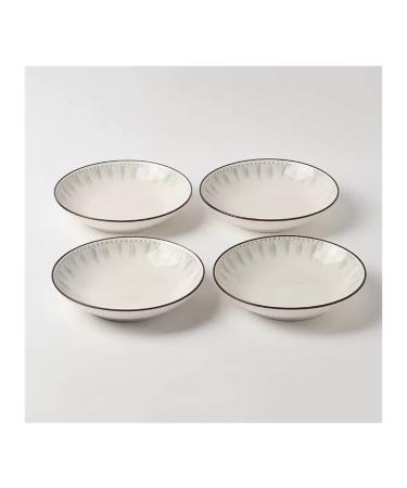 Salad Plate Ceramic Plate Household Dish Dish White Circular Kitchen Restaurant Dish Simple Line Shape Deep Plate Soup Plate Vintage Dish Set of 4/6 for Kitchen Plate (Color : B Size : CH) Small B