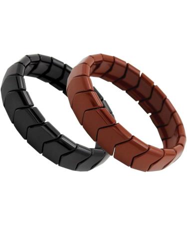 Power Ionics Black Tourmaline Mens Bracelet - Adjustable Stretch Wristband with Beads - Black/Dark Gray - Buy Online on GoSupps.com