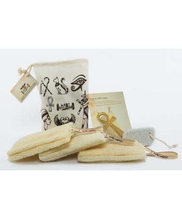 Habi Loofah - Egyptian Shower Loofah Sponge with Free Pumice Stone for Feet | Natural & Creamy - Buy Online on GoSupps.com