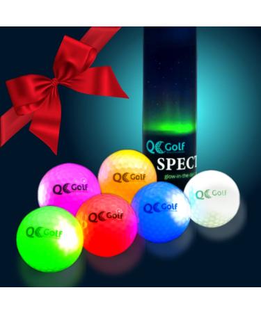 QC Golf Spectra Glow in The Dark Golf Balls. 6 Spectacular, Colorful LED Balls. Light it up Wherever You Pursue Your Golfing Passion (Club, Mini-Golf, Backyard). Fun Gift for Men, Women, and Kids.