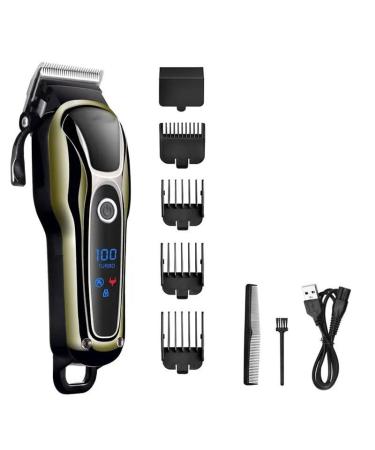 Hair Clippers 2023 Electric Hair Clipper Rechargeable Trimmer Men's Electric Shaver with LCD Display Wireless Beard Trimmer. EU Plug Black