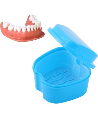 Denture Box for False Teeth & Dental Retainers - Sky Blue Storage Solution with Sieve | International Shipping Available - Buy Online on GoSupps.com