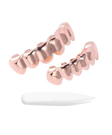 Vaguelly 1 set of galvanized braces rappers rappers mouth clip hip-hop-toothpage mouth top below dracula braces caps Halloween-golden teeth hip hop punk copper 18k requisites