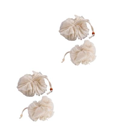 Healeved 4 pcs Foaming Net Loofah Shower loofah face loofah Shower Puff Bathing Scrubber loofah Back Scrubber Back loofah Bathroom Sponge Universal Shower Head Men and Women Ramie