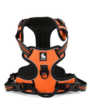 Winhyepet truelove dog harness no-pull reflective adjustable pet dishes with 2 linen clips simple control handle for small medium-sized and large dogs TLH5651 L orange