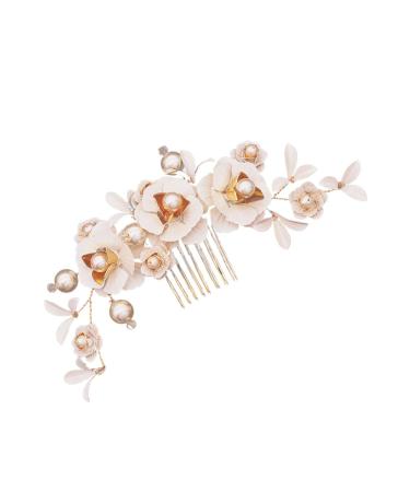 FRCOLOR Hair Accessories for Women Wedding Bridal Headpiece Wedding Hair Accessories for Women Hair Accessory for Women Vintage Newspaper Wallpaper Flower Hair Accessories Tiara Comb Bride