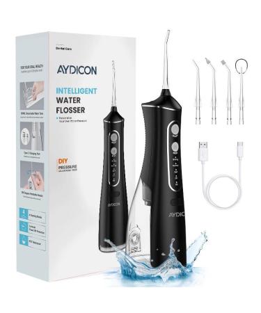 Water Dental Flosser for Teeth - Oral Irrigator 4 Pressure Modes Rechargeable & Portable 300ML Tank Includes 4 Jet Tips IPX7 Waterproof Cordless Electric Water Flosser for Teeth Cleaning