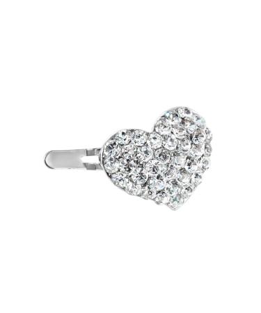 DoubleAccent Mini Heart Magnet Barrette - Austrian Crystal Hair Jewelry in White - Buy Online on GoSupps.com
