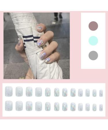 Press on Nails False Nails Full Cover Press Nails Artificial Finger Acrylic Nail Kit Manicure Kit for Women Fingernails Colorful Colored Glaze-24 Pieces - Buy Online on GoSupps.com