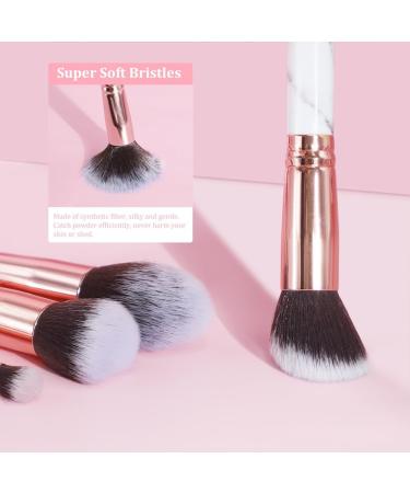 HEYMKGO Make Up Brushes 10 Piece Brush Set Makeup with Makeup Sponge and PU Leather Brush Bag Makeup Brush Set Kabuki Makeup Brushes Foundation Blending Cosmetic Brush Makeup Kit (Marble White) - Buy Online on GoSupps.com