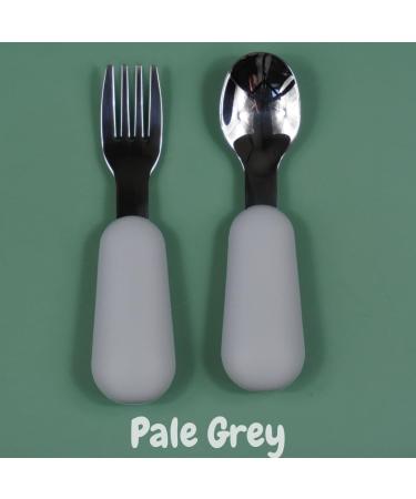 Alimos Stainless Steel Toddler Feeding Spoon and Fork Set - Safe Cutlery for Kids (Pale Grey) - Buy Online on GoSupps.com