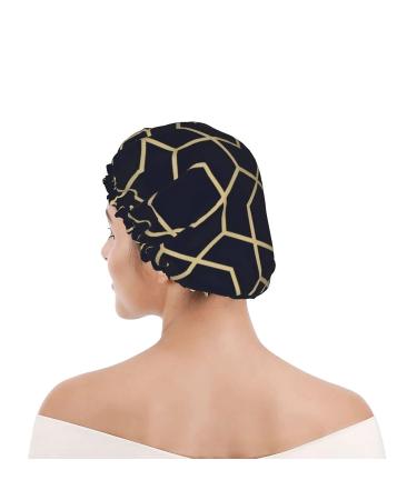 Geometric Lines Printed Shower Cap - Waterproof Bath Cap for Women - Buy Online on GoSupps.com