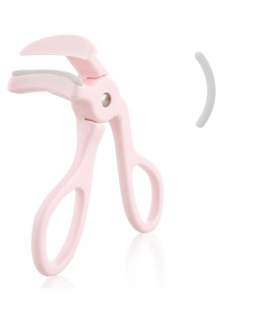 TIESOME Eyelash Curlers Wide-Angle Eye Lash Curler Pink Eyelash Curler with 1 Silicone Refill Pad Small Eye Lash Curler Quick Natural Curling for Long Lasting(Pink)