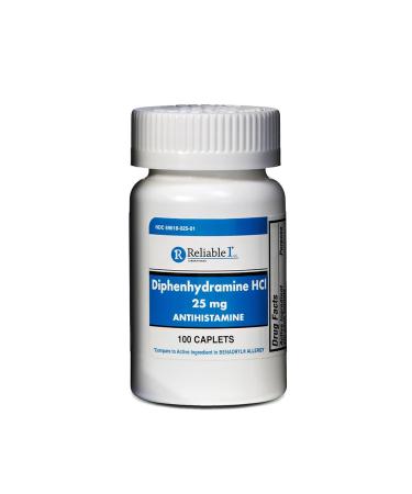 Reliable 1 Diphenhydramine HCI 25mg Antihistamine 100 Caplets (1 Bottle)