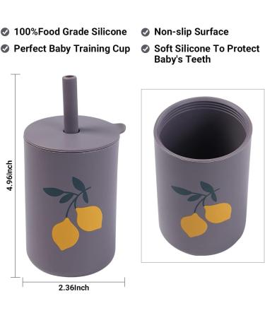 Mini Toddler Silicone Straw Cup - Spill Proof Sippy Cup for Babies 6 Months+ | BPA Free, Unbreakable, with Lid and Straw - Lemon - Buy Online on GoSupps.com