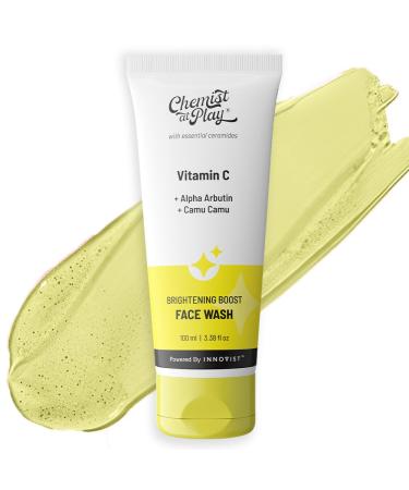 Chemist at Play Brightening Boost Face Wash with 30x Vitamin C | Cleans Oil & Dirt | Fades Dark Spots | Boosts Radiance | For All Skin Types | For Men & Women | Vegan | SLS & Paraben Free | 100 ml