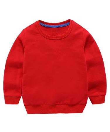 Taigood Kids Jumper for Boys Cotton Sweatshirt Long Sleeve T Shirts Pullover Autumn Winter Age 1-7 Years 6-7 Years Red