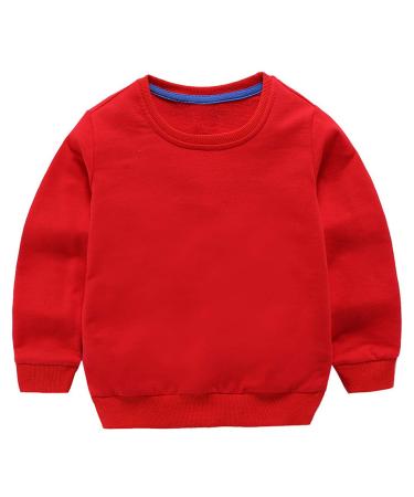 Taigood Kids Jumper for Boys Cotton Sweatshirt Long Sleeve T Shirts Pullover Autumn Winter Age 1-7 Years 2-3 Years Red