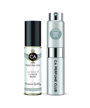 CA Perfume Duo Impression of Lunar Rose For Men Eau de Parfum Refillable Atomizer Sprayer + Fragrance Body Oil Long Lasting Sample Travel Size Roll-On Bottle 0.27 Fl Oz+0.33 Fl Oz