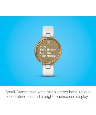 Garmin Lily Small Smartwatch - Touchscreen, Patterned Lens - Light Gold/White Leather Band - Buy Online on GoSupps.com