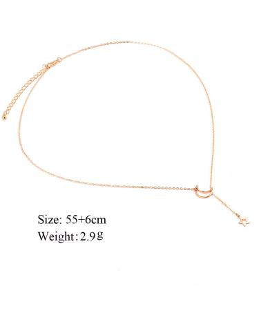 DoubleNine Lariat Necklace with Star Moon Charm - Dainty Gold Y Necklace for Bridesmaids & Women | Elegant Jewelry Accessories - Buy Online on GoSupps.com