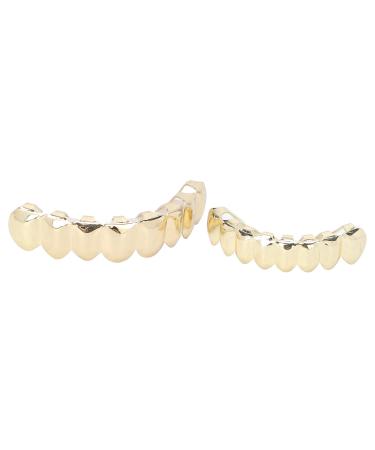 Fake Teeth Hip Hop Teeth Set Alloy Golden False Teeth Decoration Brace for Halloween Festival Party Cosplay Accessories Teeth