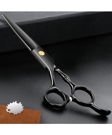Professional Hairdressing Scissors Stainless Steel Barber Hair Cutting Scissors Straight Scissors Salon Tools for Mother Father Friends' Gifts(BLACK-01)
