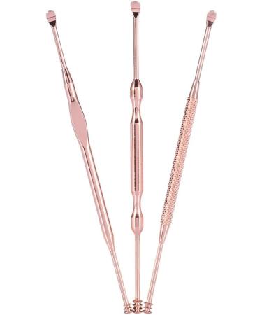 Stainless Steel Ear Cleaner Set - 3PCS Double Ended Ear Pick & Wax Remover Curette Spoon for Safe Ear Hygiene - Buy Online on GoSupps.com