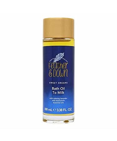 Feather & Down Sweet Dreams Bath Oil to Milk (100ml) - an Infusion of Lavender and Chamomile Essential Oils to Encourage a restful Night's Sleep. Vegan Friendly & Cruelty Free.