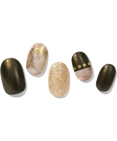 Zinipin Gellight Semi-Cured Gel Nail Strips | 36 Nail Wraps | Includes Nail Wipes Cuticle Stick & Nail File | Gold Foil Neutral Glitter Marble (Juniper Khaki) - Buy Online on GoSupps.com