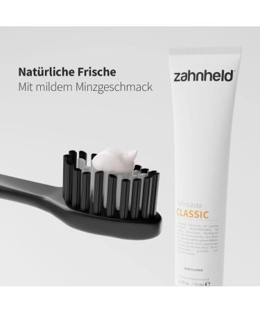 Zahnheld Toothpaste CLASSIC (2x 75ml) - Vegan Fluoride-Free with Turmeric & Coconut Oil - Natural Cosmetics for Healthy Teeth - Buy Online on GoSupps.com