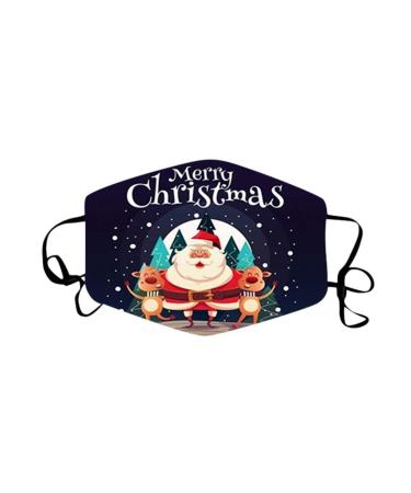 1 Pieces Adults Protect_Cover_Mask Washable Reusable Christmas Print With Filter Pocket Adjustable Earloops (M)