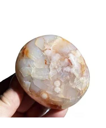 Natural Crystal Rough 1pc 60g-125g Natural Polished Crystal Cherry Blossom Flower Agate Palm Stone for Gifts Suitable for Home Crystals Raw Stones and Minerals