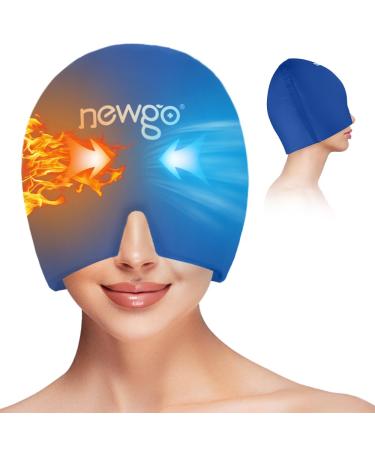 NEWGO Migraine Relief Cap Full Coverage Headache Hat for Migraine Cold Therapy Ice Head Wrap for Puffy Eyes Tension Sinus and Stress Relief Form Fitting & Stretchable (Dark Blue)