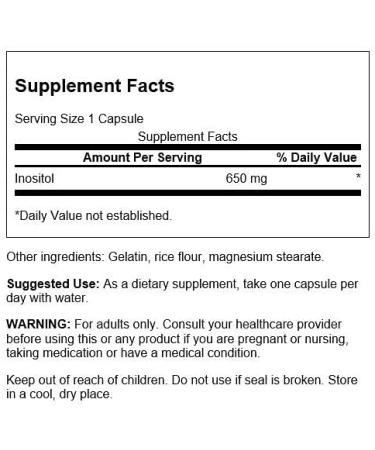 Swanson Inositol 650mg 100 Capsules - Pack of 2 - Buy Online on GoSupps.com