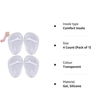 Nuoshen 2 Pairs Metatarsal Gel Insoles - Foot Pain Relief Cushions for Women - Transparent Gel Pads - Buy Online on GoSupps.com