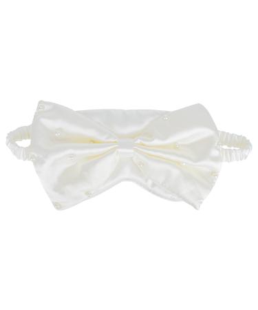 SHIDOW Sleep Eye Mask with Bow Silk Eye Mask for Sleeping with Elastic Band Reusable Eye Mask Suitable for Girls and Women Travel Family Nap (1 Pcs Milky White)