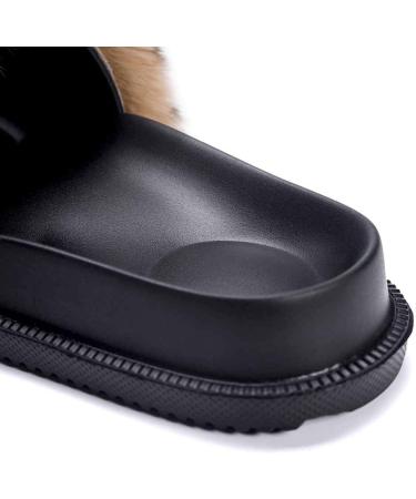 Sliders for Women Fur Slippers Warm Comfortable Soft for Women Slides Flip Flop Indoor Furry Home Slippers Fluffy Sandals Winter Plush Shoes for Indoor Outdoor Fashion Sandals (B 24.5CM) (D 25.5CM) - Buy Online on GoSupps.com