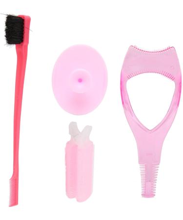 Hair Dressing Curler Face Cleaning Brush Eyebrow Brush Eyelash Assistant Women Beauty Set Pink - Buy Online on GoSupps.com