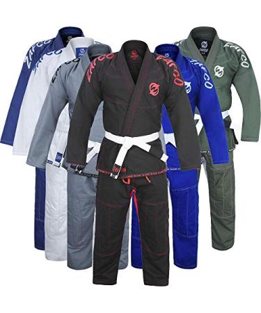 Brazilian Jiu Jitsu Gi BJJ Gi for Men Grappling gi Uniform Kimonos Light, Preshrunk, with White Belt Black A1L